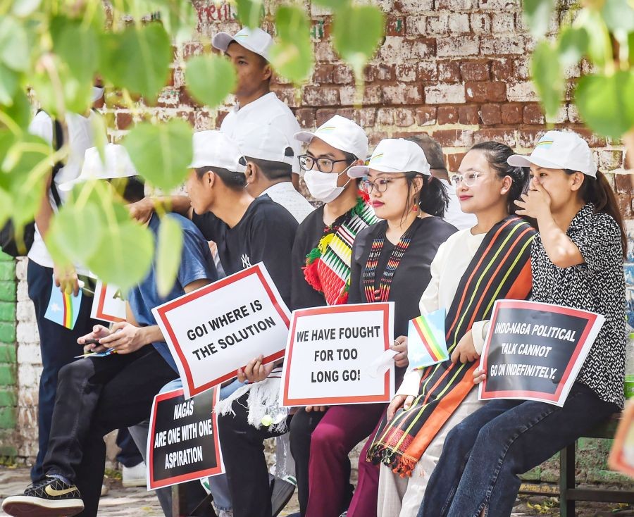 Nagas during a protest rally demanding peace talks and repeal of Armed Forces (Special) Powers Act (AFSPA) in Nagaland, in New Delhi on June 11. (PTI Photo)