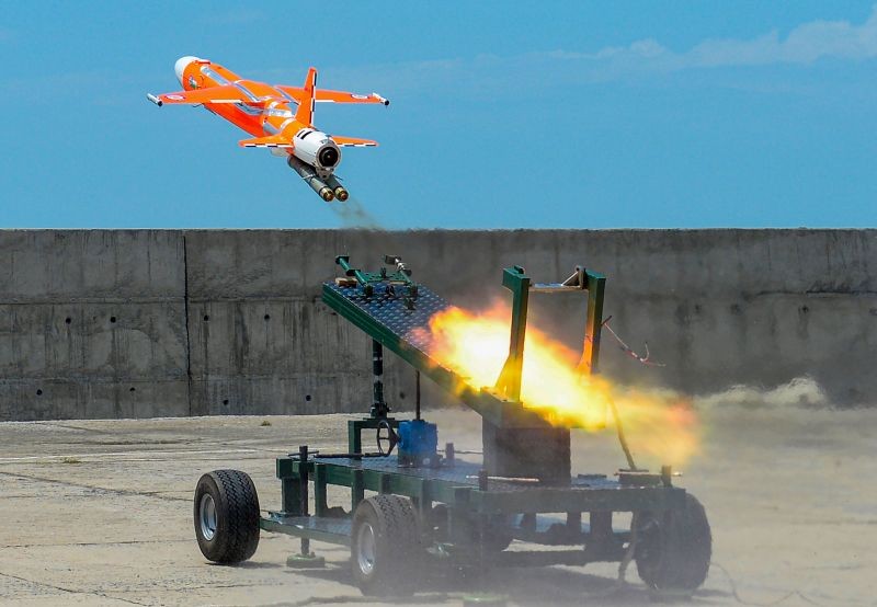 Defence Research and Development Organisation (DRDO) successfully flight-tests ABHYAS, a High Speed Expendable Aerial Target (HEAT), at Integrated Test Range (ITR) Chandipur, off Odisha coast. (PTI Photo)