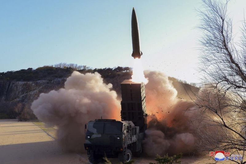 This undated photo provided on April 17, 2022, by the North Korean government shows a firing of a weapon an undisclosed location in North Korea. It said Sunday the country has successfully test-launched a newly developed tactical guided weapon. The official Korean Central News Agency said leader Kim Jong Un observed the launch. Independent journalists were not given access to cover the event depicted in this image distributed by the North Korean government. The content of this image is as provided and cannot be independently verified. Korean language watermark on image as provided by source reads: "KCNA" which is the abbreviation for Korean Central News Agency. (AP File Photo)