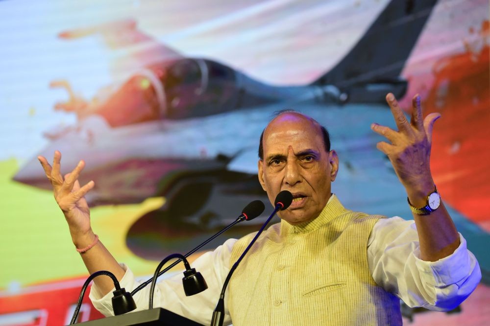 New Delhi: Defence Minister Rajnath Singh speaks during the second day of the TV9 What India Thinks Today Global Summit, in New Delhi, Saturday, June 18, 2022. (PTI Photo/Kamal Kishore)