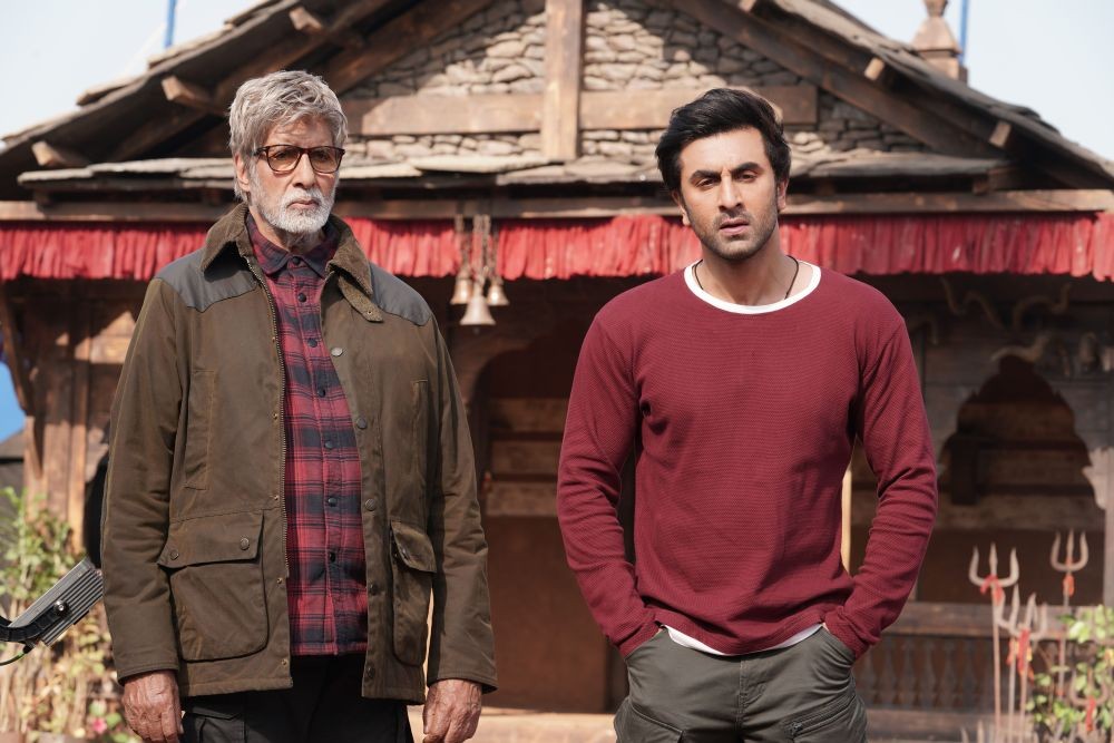 **EDS: TO GO WITH STORY** New Delhi: In this undated photo, Bollywood actors Amitabh Bachchan and Ranbir Kapoor on the sets of their upcoming movie 'Brahmastra'. (PTI Photo)