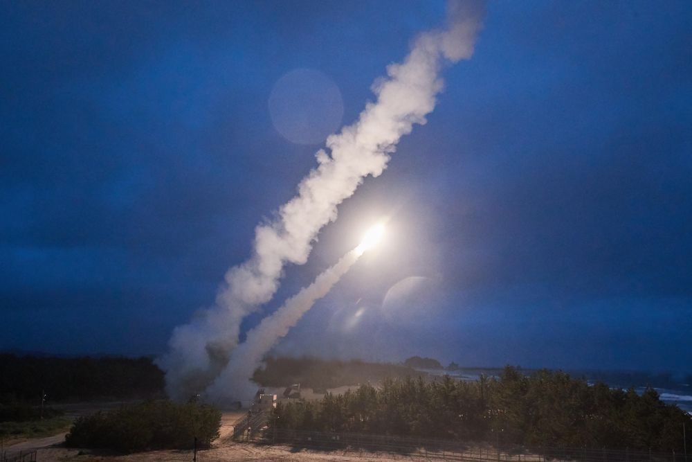 In this photo released by South Korea Defense Ministry via Yonhap, a missile is fired during a joint training between U.S. and South Korea at an undisclosed location in South Korea, Monday, June 6, 2022. The U.S. and South Korean militaries launched eight ballistic missiles into the sea Monday in a show of force matching a North Korean missile display a day earlier that extended a provocative streak in weapons demonstrations. AP/PT