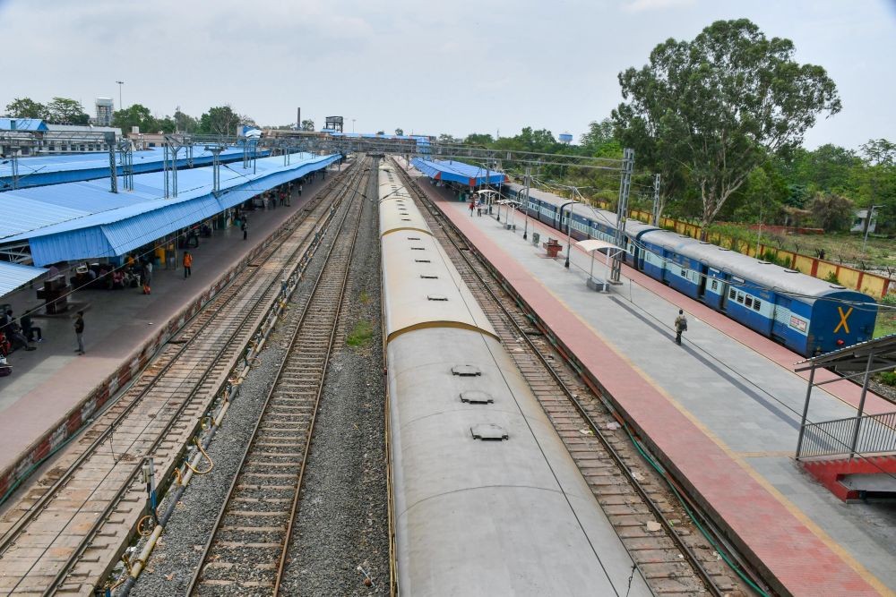 Ranchi: Trains halt at the Ranchi Railway Station after several trains were cancelled due to a bandh called in protest against the Centre’s Agnipath scheme, in Ranchi, Saturday, June 18, 2021. (PTI Photo)