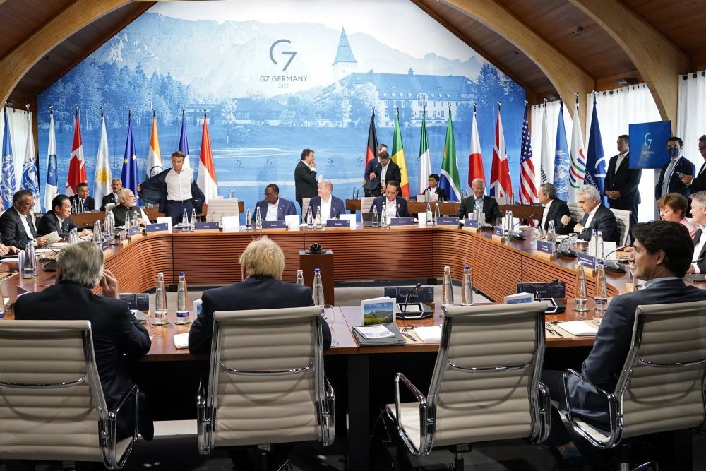 The Group of Seven leaders gather for a lunch at the Schloss Elmau hotel in Elmau, Germany, Monday, June 27, 2022, during the annual G7 summit. Joining the Group of Seven are guest country leaders and heads of international organizations. AP/PTI