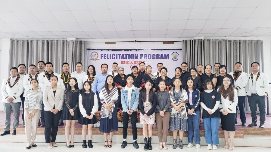 HSLC/HSSLC toppers with Dr. Neilasa Sopfü, AGOK, AWO, ASU officials during felicitation programme on June 18 in Kohima. (Morung Photo)