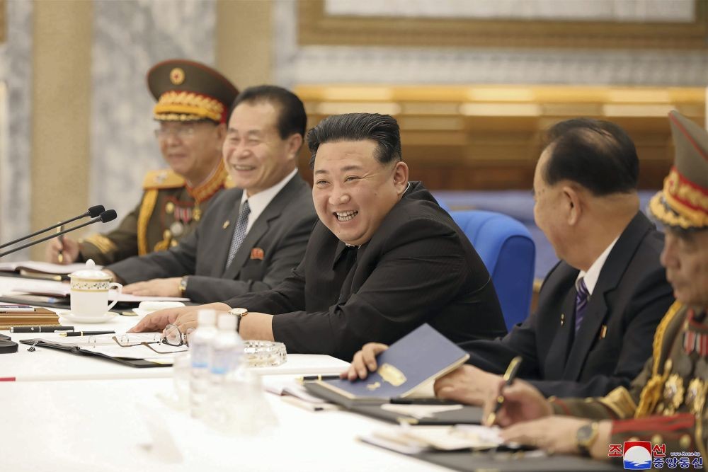 Pyongyang:In this photo provided by the North Korean government, North Korean leader Kim Jong Un, center, attends a meeting of the Central Military Commission of the ruling Workers' Party in Pyongyang, North Korea Wednesday, June 22, 2022. Independent journalists were not given access to cover the event depicted in this image distributed by the North Korean government. The content of this image is as provided and cannot be independently verified. Korean language watermark on image as provided by source reads: "KCNA" which is the abbreviation for Korean Central News Agency.AP/PTI Photo