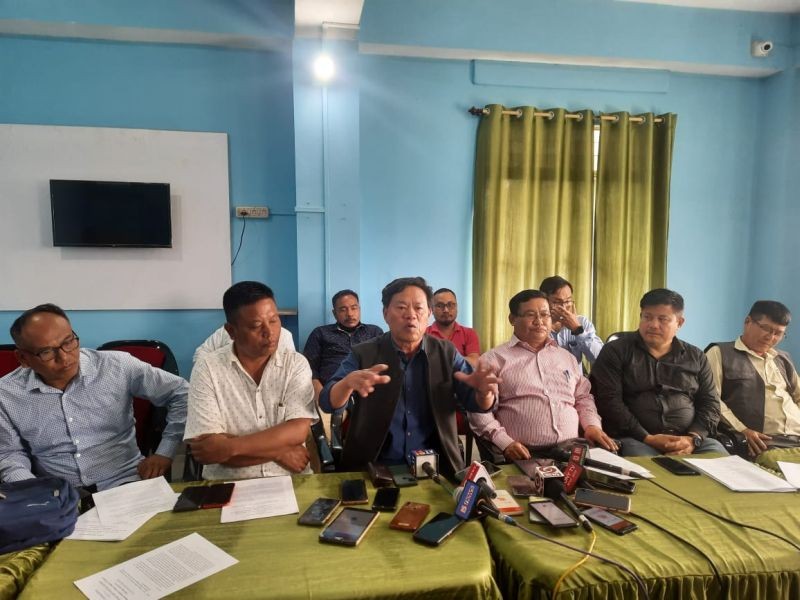 Leaders of UNC and COCOMI during the press conference at Manipur Press Club in Imphal on June 5. (Photo Courtesy: NNN)