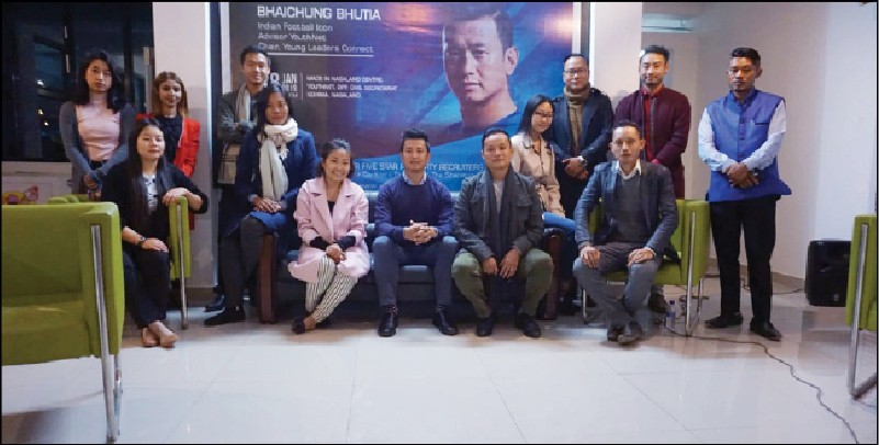 Bhaichung Bhutia and others during the launching ceremony of YouthNet’s Hospitality programme in Kohima on January 28. (Morung Photo)