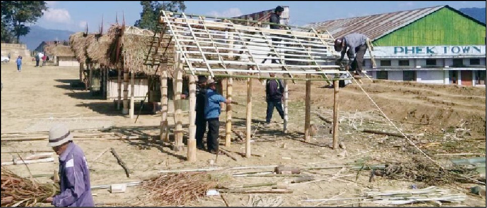 Preparation for the forthcoming Sükrünye Mini Hornbill festival at Phek town. (Morung Photo)