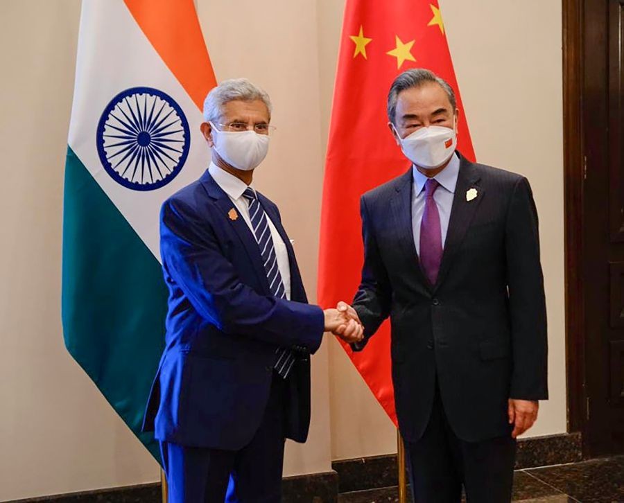 **EDS: IMAGE POSTED BY @DrSJaishankar, THURSDAY, JULY 7, 2022** Bali: External Foreign Minister Subrahmanyam Jaishankar with Chinese Foreign Minister Wang Yi during their bilateral meeting ahead of the G20 Foreign Ministers' Meeting in Nusa Dua, Bali, Indonesia, Thursday, July 7, 2022. (PTI Photo)