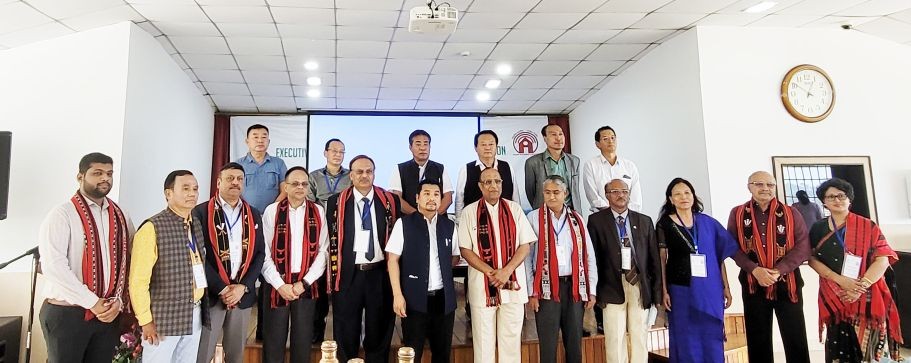 Minister Tongpang Ozukum and others at the executive meeting of IBC and open session- cum-seminar on ‘new technology in built environment’ held at Hotel Vivor, Kohima on July 2. (Morung Photo)