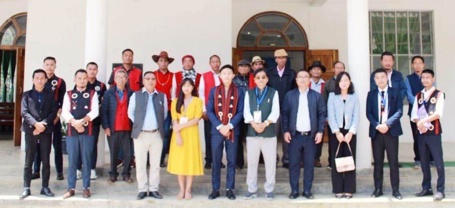 Advisor Pukhayi Sumi with officials and others during the Eastern Sumi Students Union 4th felicitation programme at Aghunato Village Baptist Church on July 5.