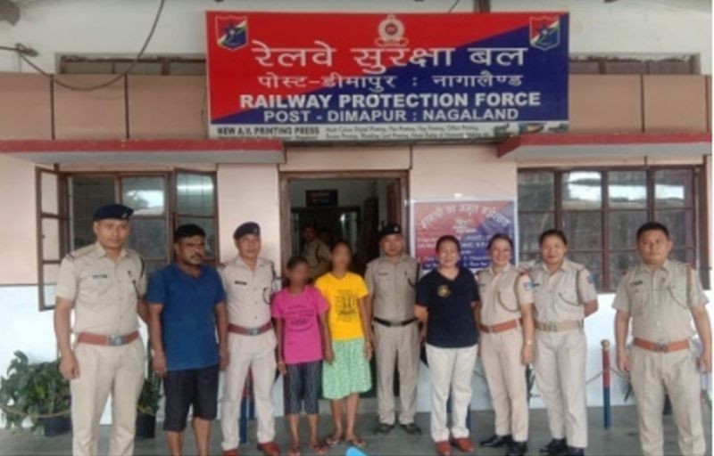 RPF officials with the rescued persons in Dimapur.