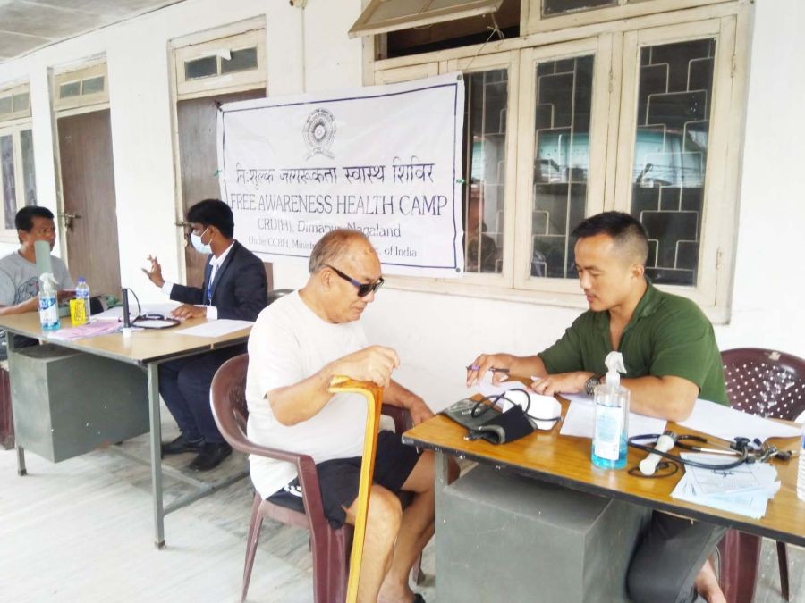 Patients during the free Homoeopathic Medical and Awareness Health Camp at Bank Colony on July 8