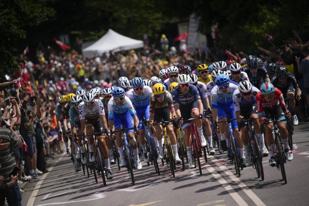 Thousands of spectators line the roads during the second stage of the Tour de France cycling race over 202.5 kilometers (125.8 miles) with start in Roskilde and finish in Nyborg, Denmark, Saturday, July 2, 2022.AP/PTI(