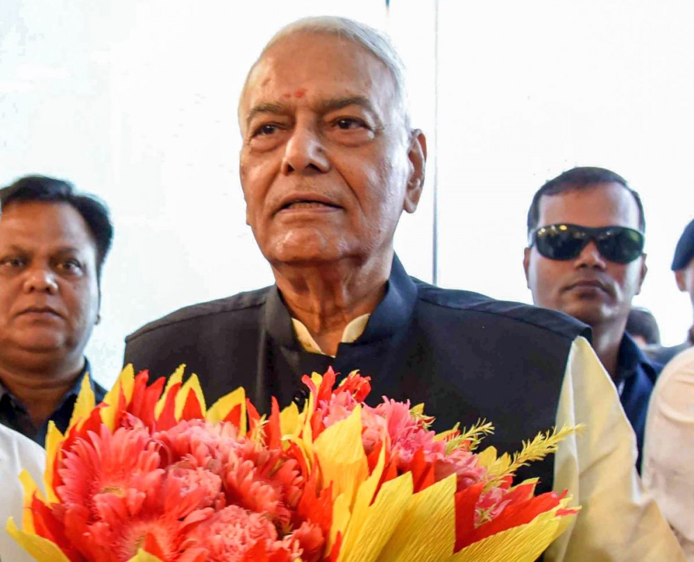 Opposition's presidential candidate Yashwant Sinha. Photograph: PTI Photo