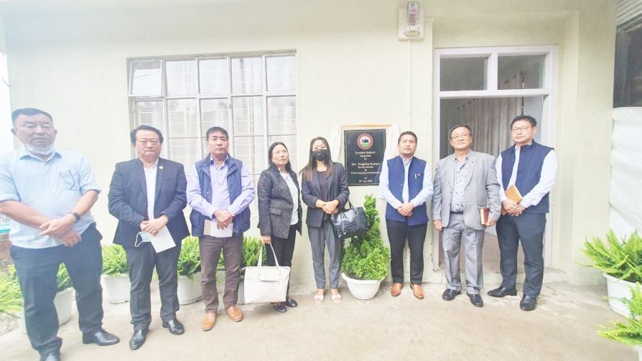 Tongpang Ozukum with others during the inauguration of “Furniture Godown” in Kohima on July 28. (Morung Photo)