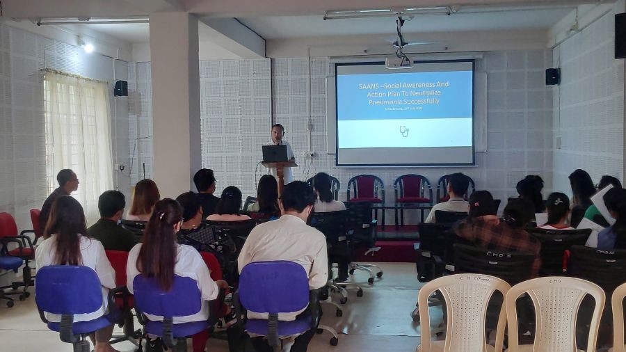 A resource person is seen conducting a session during the SAANS training at Mokokchung on July 29.