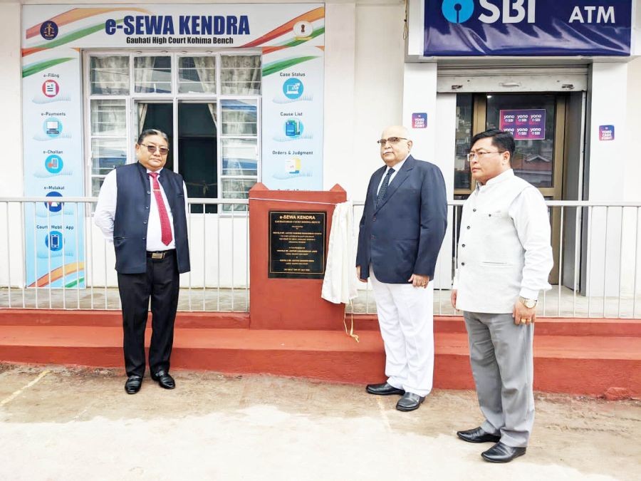 Rashmin Manharbhai Chhaya and others during the inauguration of e- Sewa Kendra at Kohima Bench of Gauhati High Court on July 6. (Morung Photo)