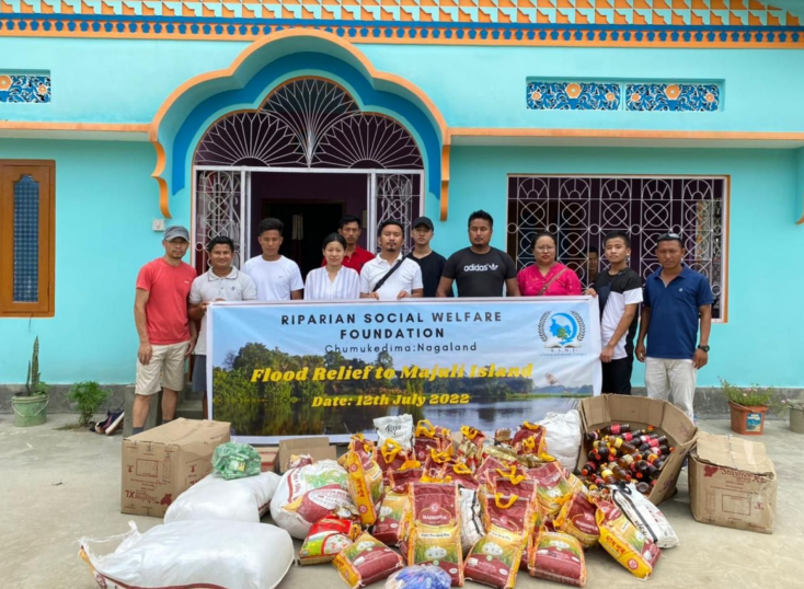 Riparian Social Welfare Foundation members at Majuli Island, Assam on July 12.