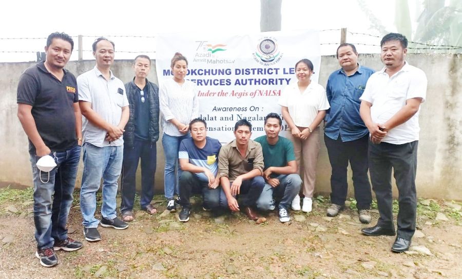 Members of MDLSA and MPC after an awareness talk on Lok Adalat and the Nagaland Victim Compensation Scheme 2012 in Mokokchung on July 28.