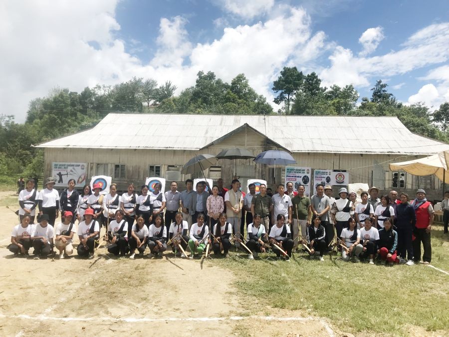 Phek DC with others during closing ceremony of free archery coaching camp for girls of Phek dist at Chozuba on July 16.