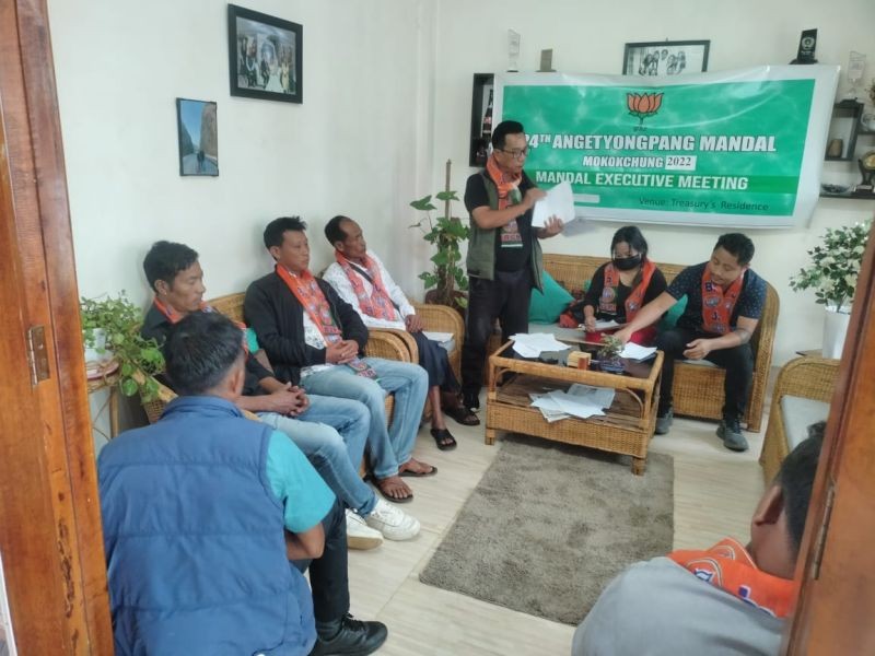 President, BJP 24 Angetyongpang Mandal, Imtichizung Ozukum speaking at the Mandal executive meeting on July 8.