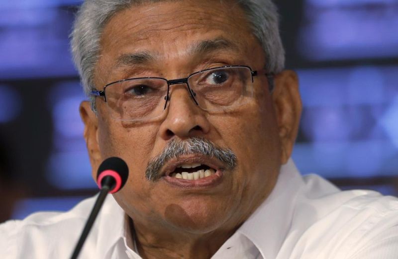 Then-Sri Lankan presidential candidate Gotabaya Rajapaksa speaks during a news conference in Colombo, Sri Lanka, Oct. 15, 2019. (AP File Photo)
