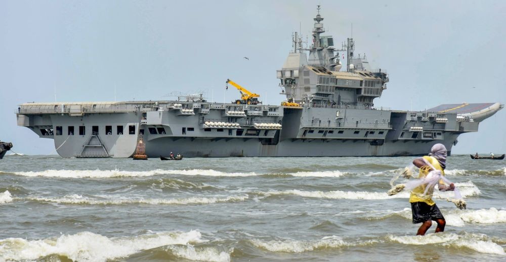 Kochi: Indigenous Aircraft Carrier (IAC) Vikrant goes for a sea trial, ahead of its commissioning into the Indian Navy, in Kochi, Saturday, July 2, 2022. (PTI Photo)
