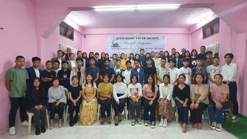 Dignitaries, officials of Kitsubozou Panchayat, Youth Society with successful candidates