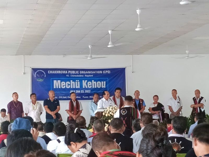 Newly nominated officials of CPO (2022-25) being introduced to the public during the general meet at CPO Hall, Chümoukedima on July 23.