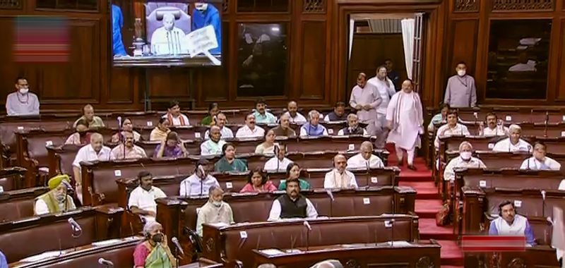 Members in the Rajya Sabha during ongoing Monsoon Session of Parliament, in New Delhi on July 27, 2022. (PTI Photo)
