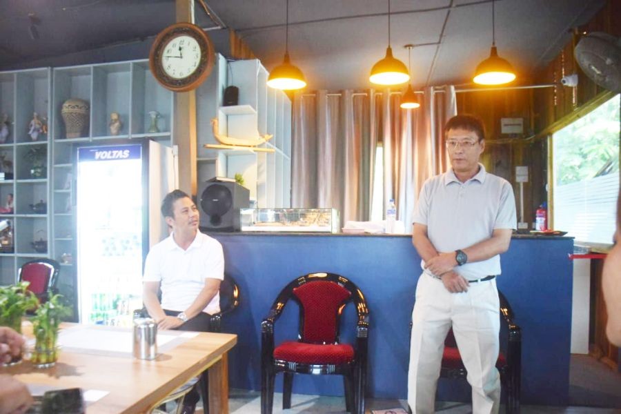 GB, Hevishe village Kahuto Chishi speaking during the launch of Taste of Kanglei, at Super Market Dimapur on July 28. (DIPR Photo)