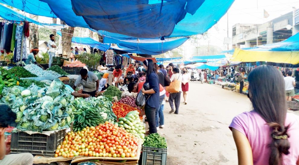 Shoppers and street vendors at the weekly Wednesday Bazaar in the Super Market area, Dimapur.  (Morung File Photo)