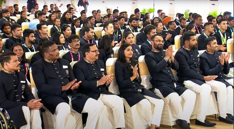 Members of the Indian contingent for the Commonwealth Games 2022 during their interaction with Prime Minister Narendra Modi, in New Delhi on August 13, 2022. (PTI Photo)