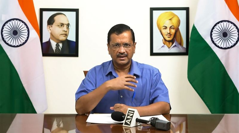 Delhi CM Arvind Kejriwal addresses the media to launch virtual school for students across the country, via video conferencing in Delhi. (PTI Photo)