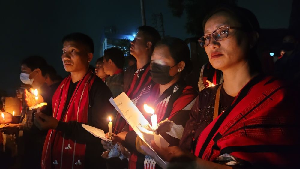 Participants at the Candlelight Vigil organised by the PSUK in Kohima on August 30. (Morung Photo)