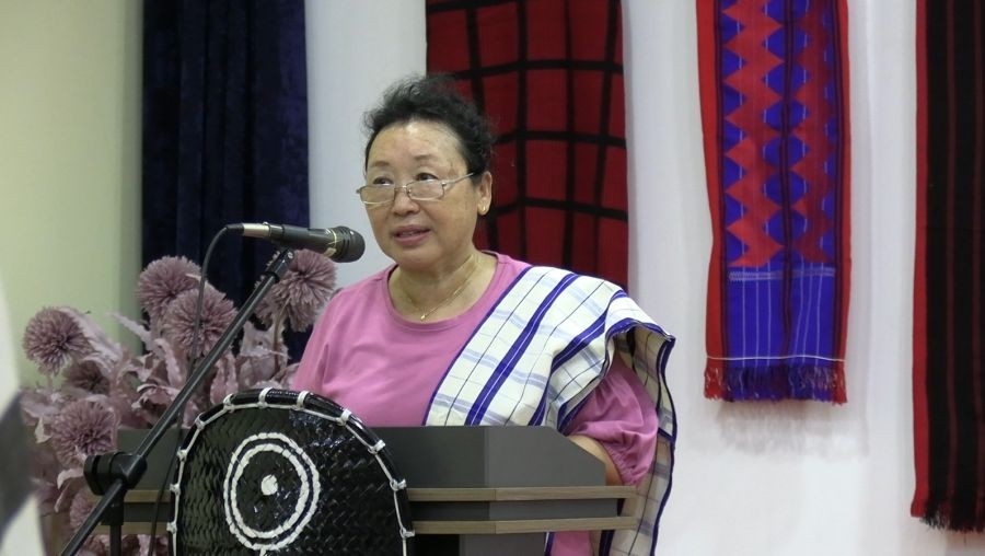 Chakhesang Zuve Cultural Club presenting Tati Folk Song during the International Day of the World’s Indigenous Peoples programme in Dimapur on August 9. (Morung Photo)