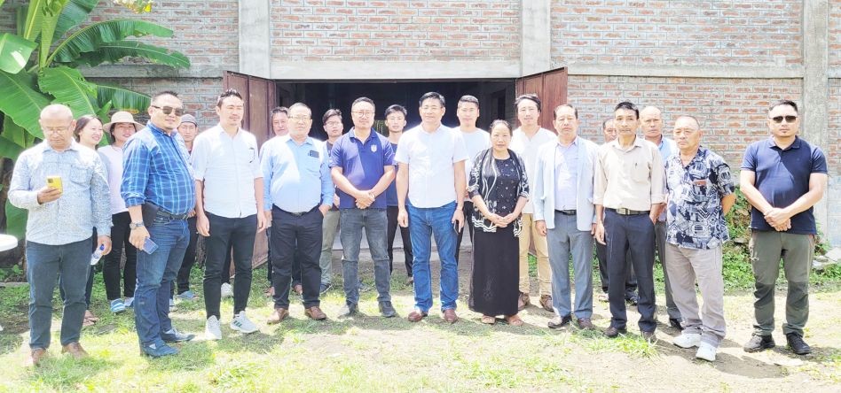 Mhathung Yanthan and others during a visit to Oyster & Shiitake mushroom farming at Pfutseromi village on August 17. (Morung Photo)