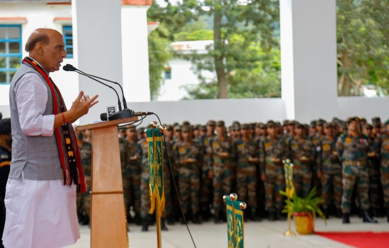 Union Minister for Defence, Rajnath Singh in Manipur on August 19. (PIB Photo)