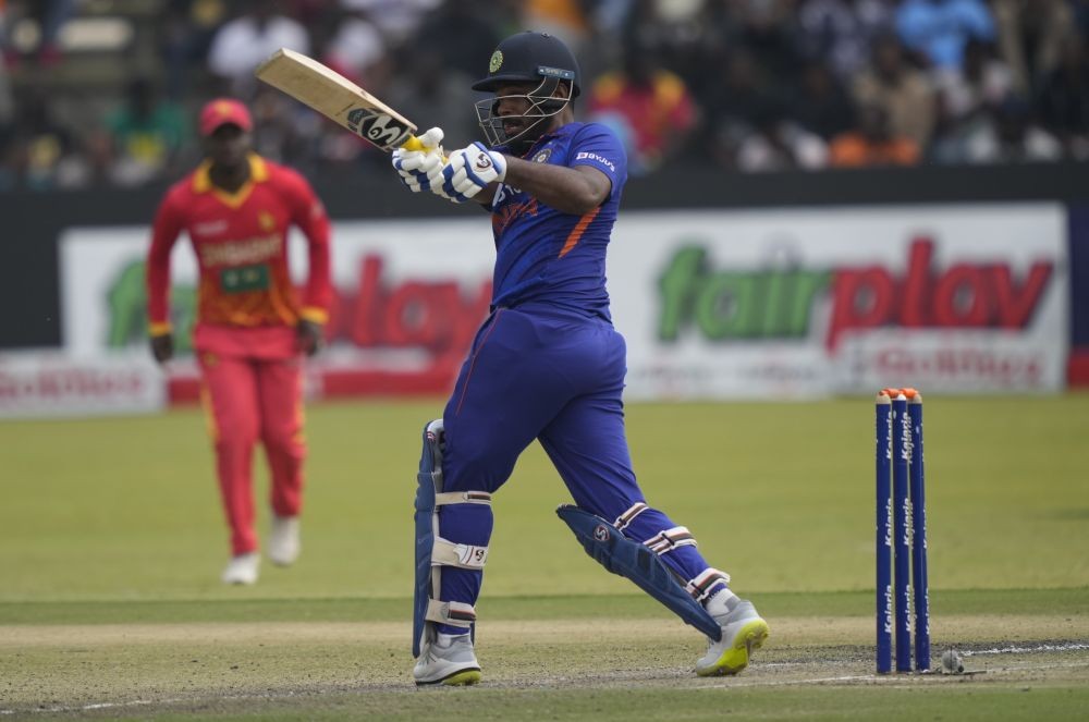 Harare: India batsman Sang Samson in action on the second day of the One Day International cricket match between Zimbabwe and India at Harare Sports Club in Harare, Zimbabwe, Saturday, Aug, 20, 2022.  AP/PTI Photo(