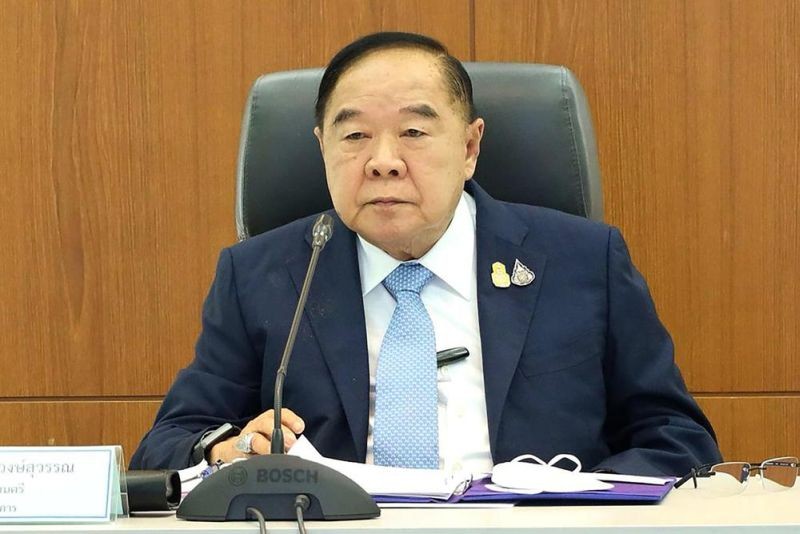 Acting Prime Minister Prawit Wongsuwan attends a meeting in Bangkok, Thailand, Thursday, Aug. 25, 2022. Thailand's government held its first official meetings Thursday under an acting prime minister, after the suspension of Prime Minister Prayuth Chan-ocha was ordered by a court while it considered if he had violated the post's term limits. (AP Photo)