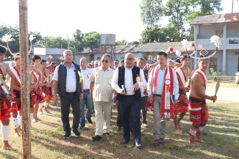 Johnny Ruangmei, Joint Chief Executive Officer, NSDMA, Home Department speaks during the observation of the 91st Martyr’s Day of Haipou Jadonang on August 29 at Diphupar Village Ground-2.