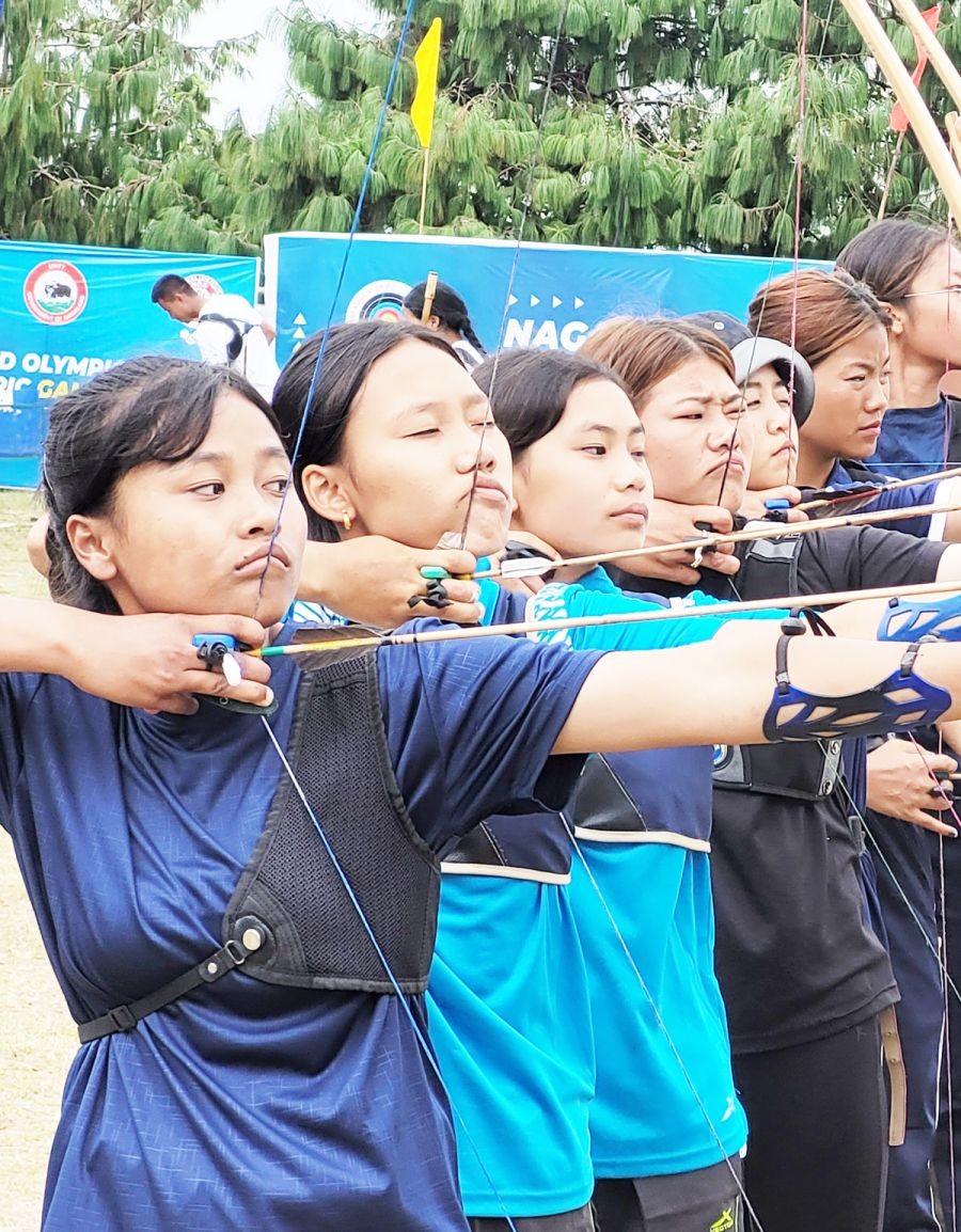 Naga archers at the selection trial for North East Olympics Games on August 26 in Kohima. (Morung Photo)
