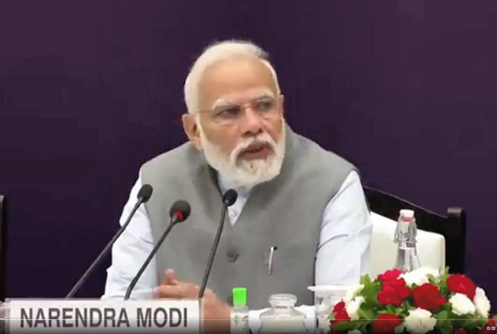 **EDS: HANDOUT VIA PMO** New Delhi: Prime Minister Narendra Modi chairs the 7th Governing Council meeting of NITI Aayog at Rashtrapati Bhawan Cultural Centre, in New Delhi, Sunday, Aug 7, 2022. (PTI Photo)