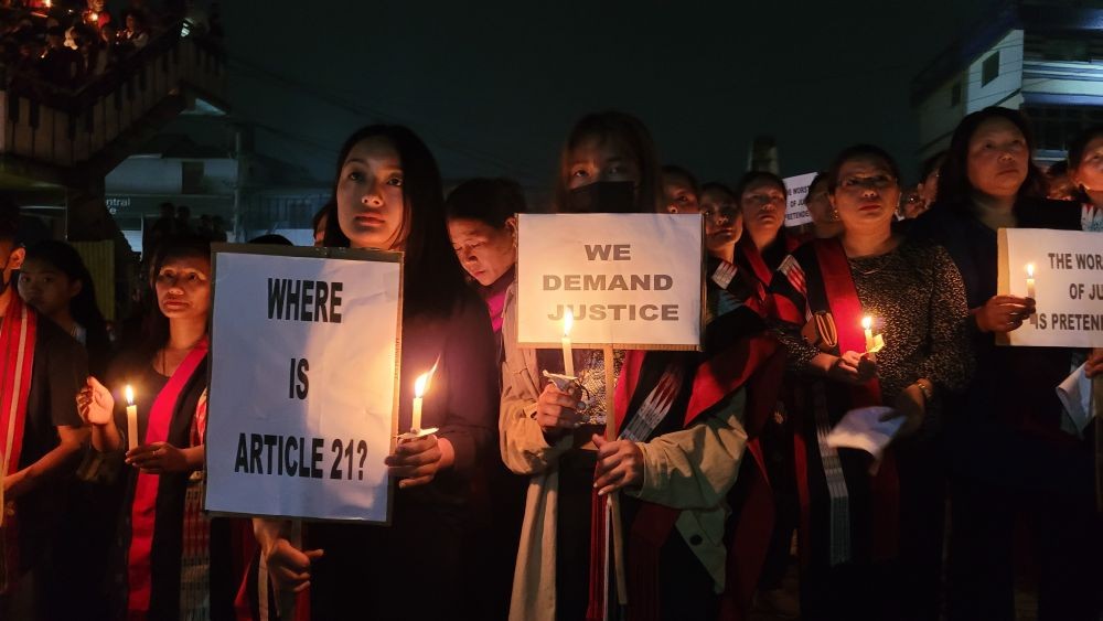 Participants at the Candlelight Vigil organised by the PSUK in Kohima on August 30. (Morung Photo)