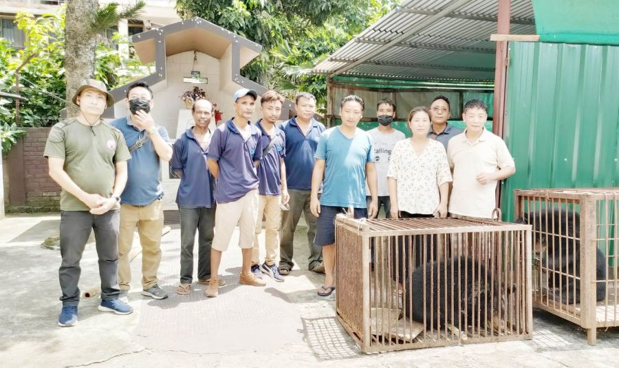 (Front right to left) Athriba Sangtam and his wife with the Nagaland Zoological Park Animal Rescue Team.