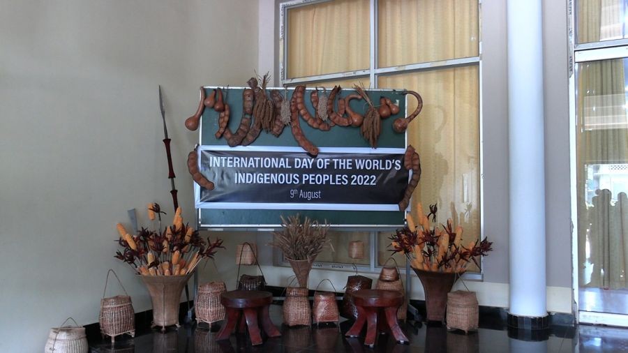 Chakhesang Zuve Cultural Club presenting Tati Folk Song during the International Day of the World’s Indigenous Peoples programme in Dimapur on August 9. (Morung Photo)