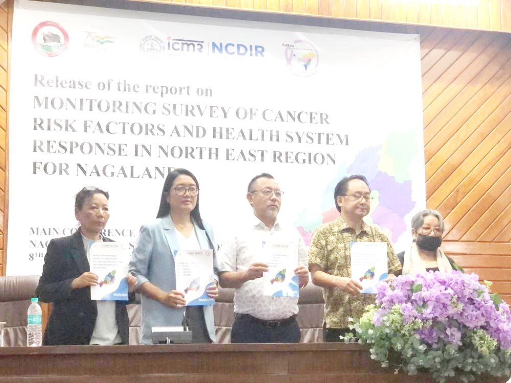 Dignitaries during the release of the monitoring survey report of cancer risk factors and health system response in North East Region for Nagaland in Kohima on August 8. (Morung Photo)
