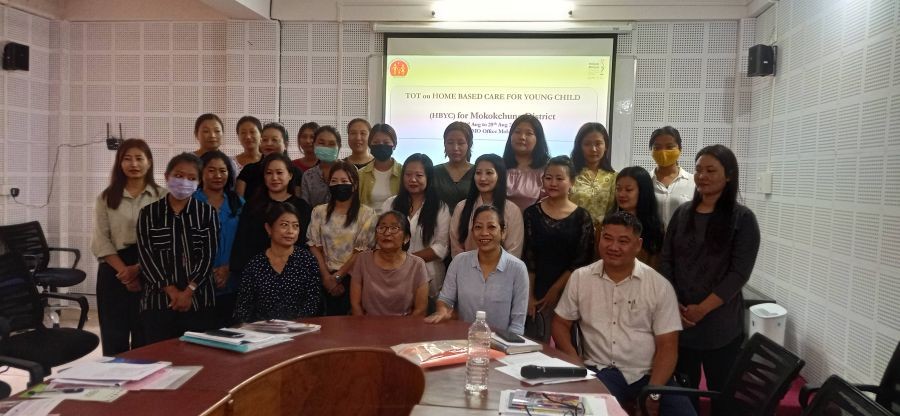 Participants and officials during the three-day training on Home Based Care for Young Child block level training of trainers held in Mokokchung from August 23 to 25. (Photo Courtesy: CMO Mokokchung)